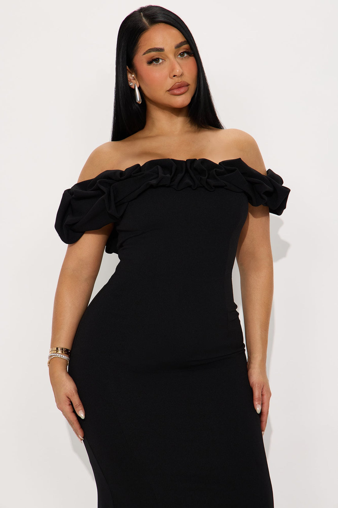 Clear Mind Ruffle Maxi Gown - Black