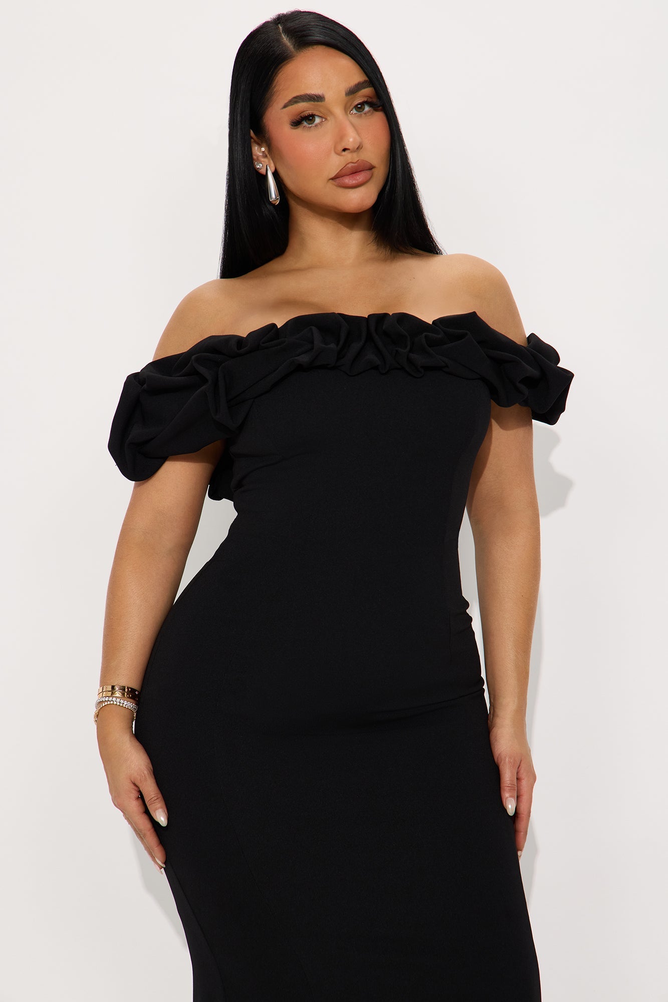 Clear Mind Ruffle Maxi Gown - Black