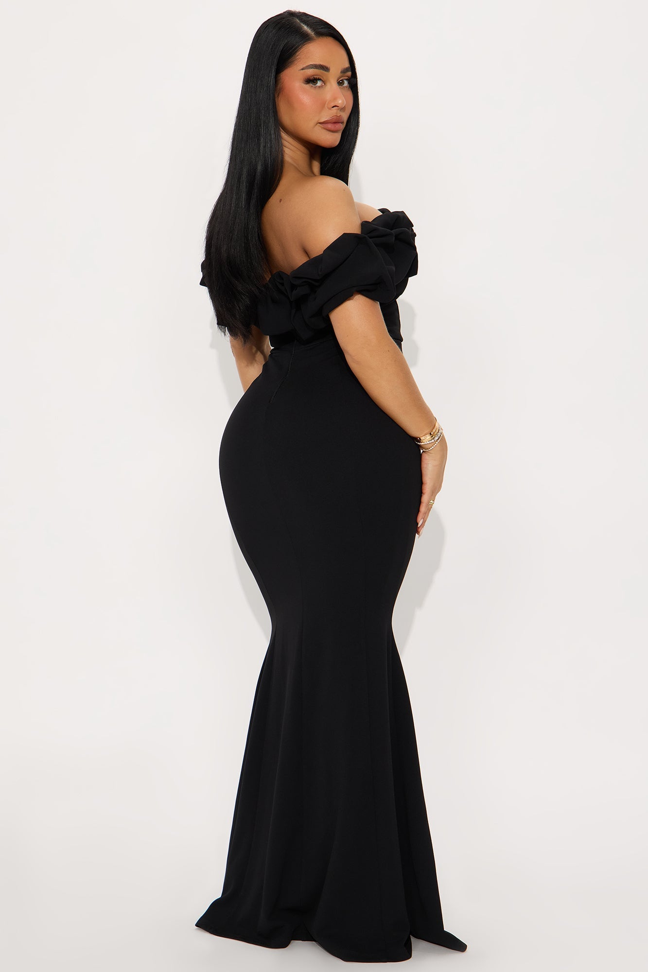 Clear Mind Ruffle Maxi Gown - Black