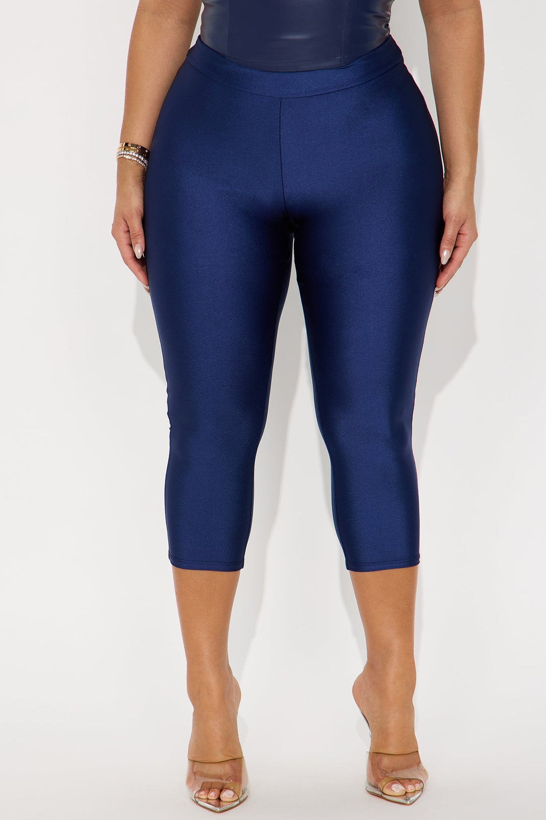 Nikole High Rise Tricot Capri Legging - Navy