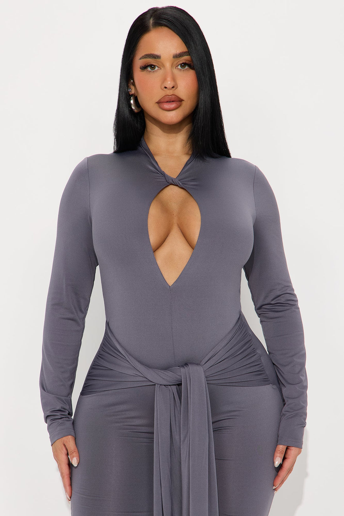 Nayla Long Sleeve Jumpsuit - Charcoal