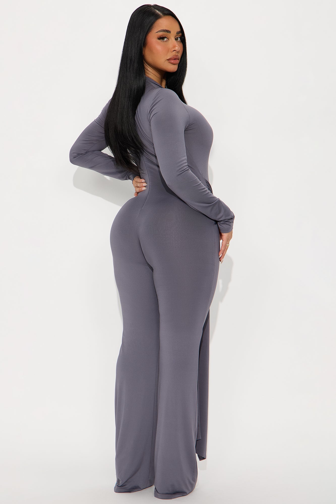 Nayla Long Sleeve Jumpsuit - Charcoal