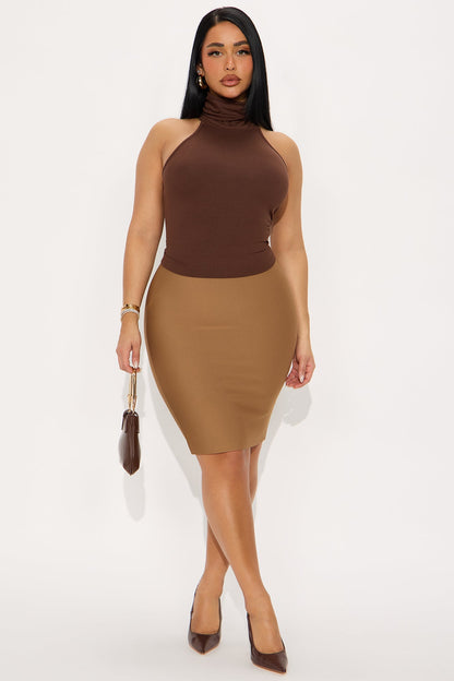 Opehlia Bandage Pencil Midi Skirt - Mocha