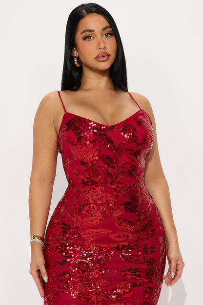 Endless Thoughts Sequin Maxi Dress - Wine