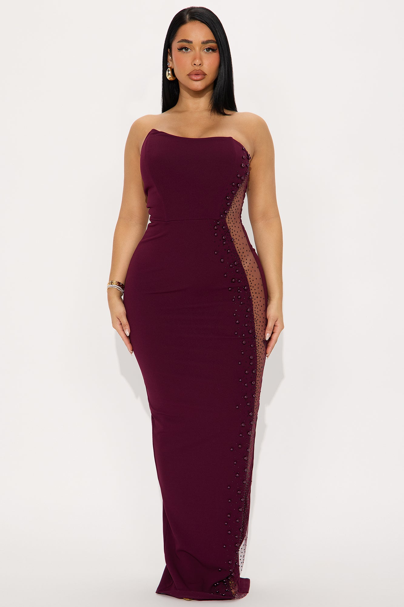 Heart Eyes Embellished Maxi Gown - Plum