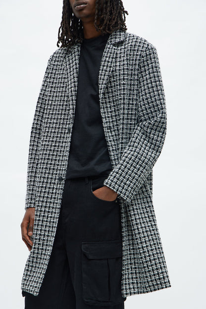 Textured Elevated Square Off Car Coat - Black