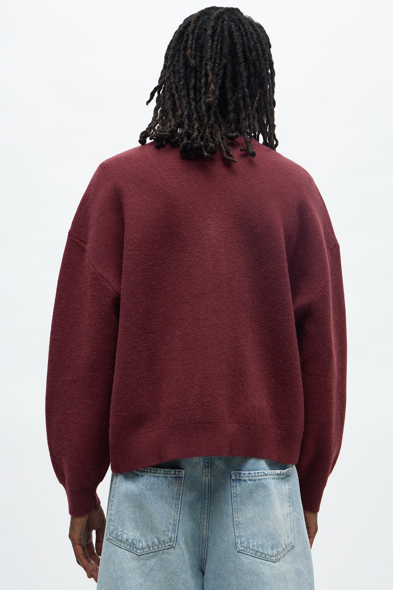 Cropped Clover Academic Sweater Cardigan - Burgundy