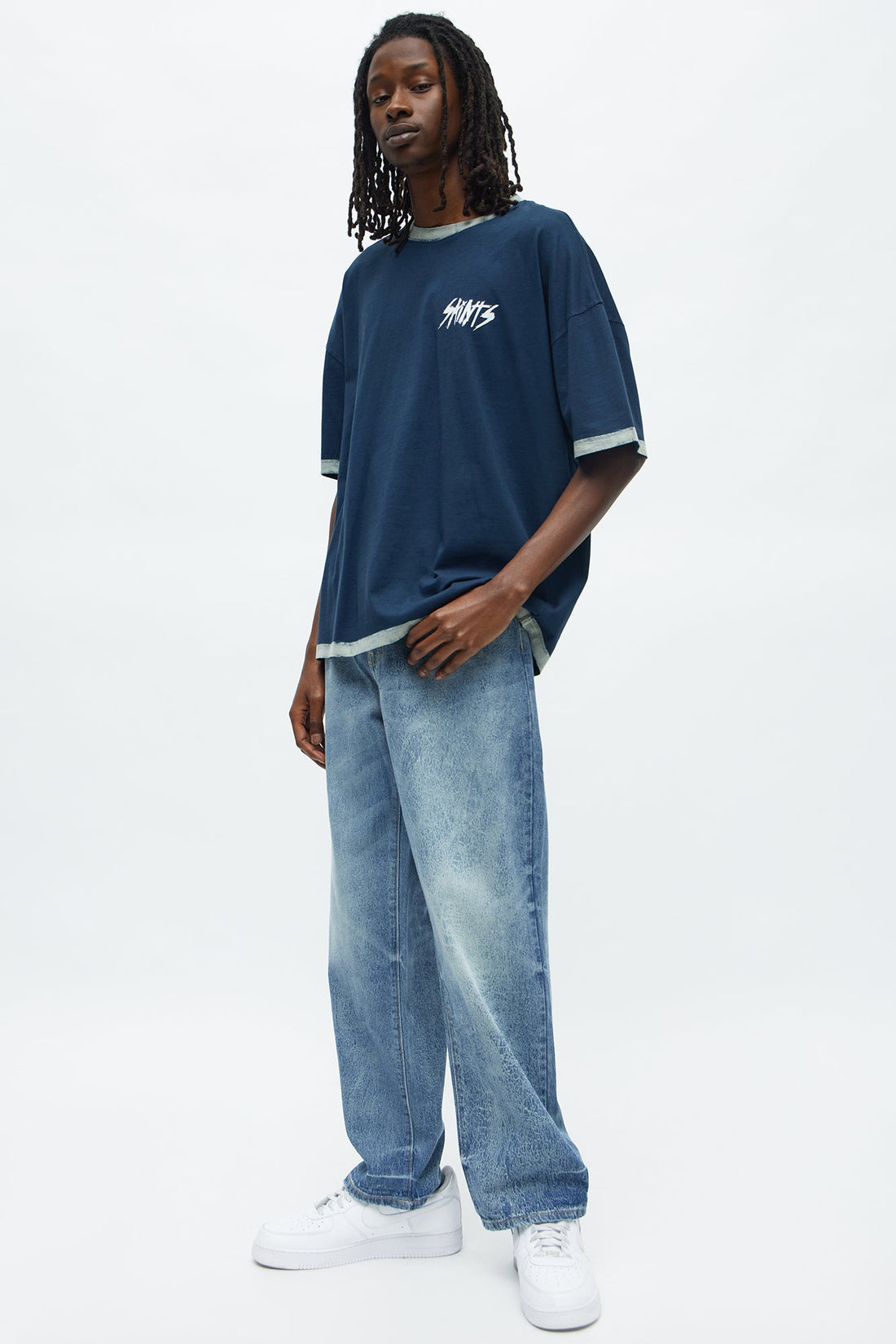 Relaxed Straight Crack The Code Jean - Light Blue Wash