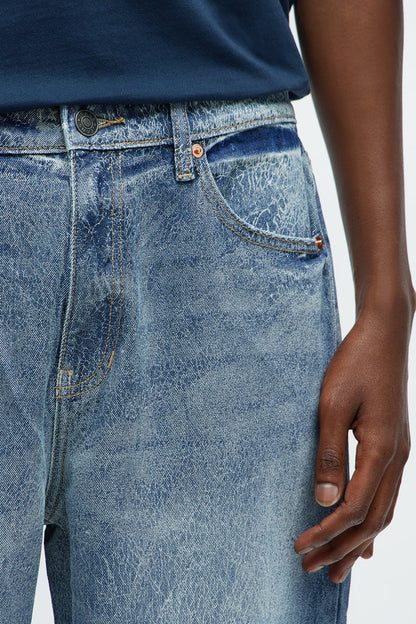 Relaxed Straight Crack The Code Jean - Light Blue Wash