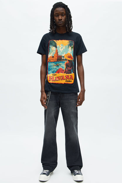 More Fun In Havana Short Sleeve Tee - Black