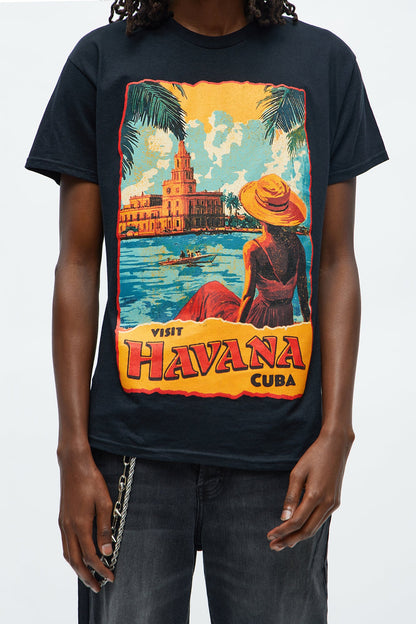 More Fun In Havana Short Sleeve Tee - Black