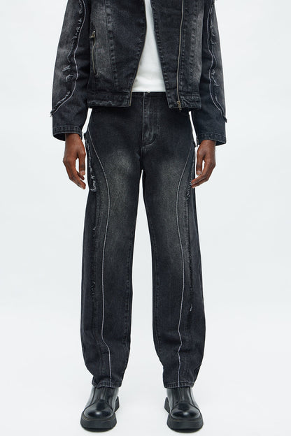 Straight Been Down Jeweled Jean - Black Wash