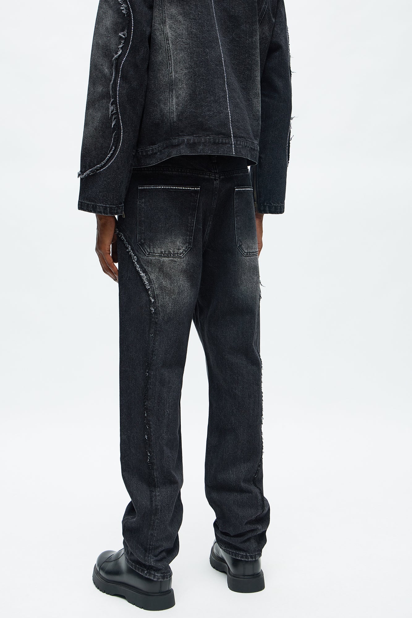 Straight Been Down Jeweled Jean - Black Wash