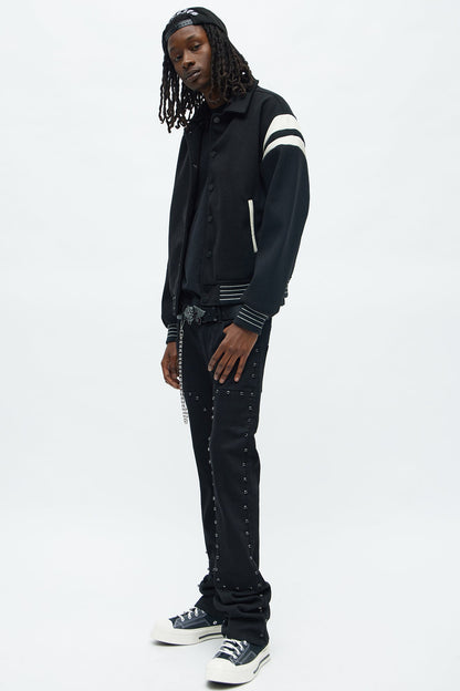 Stacked Skinny Flare No Apologies Studded Jean - Black