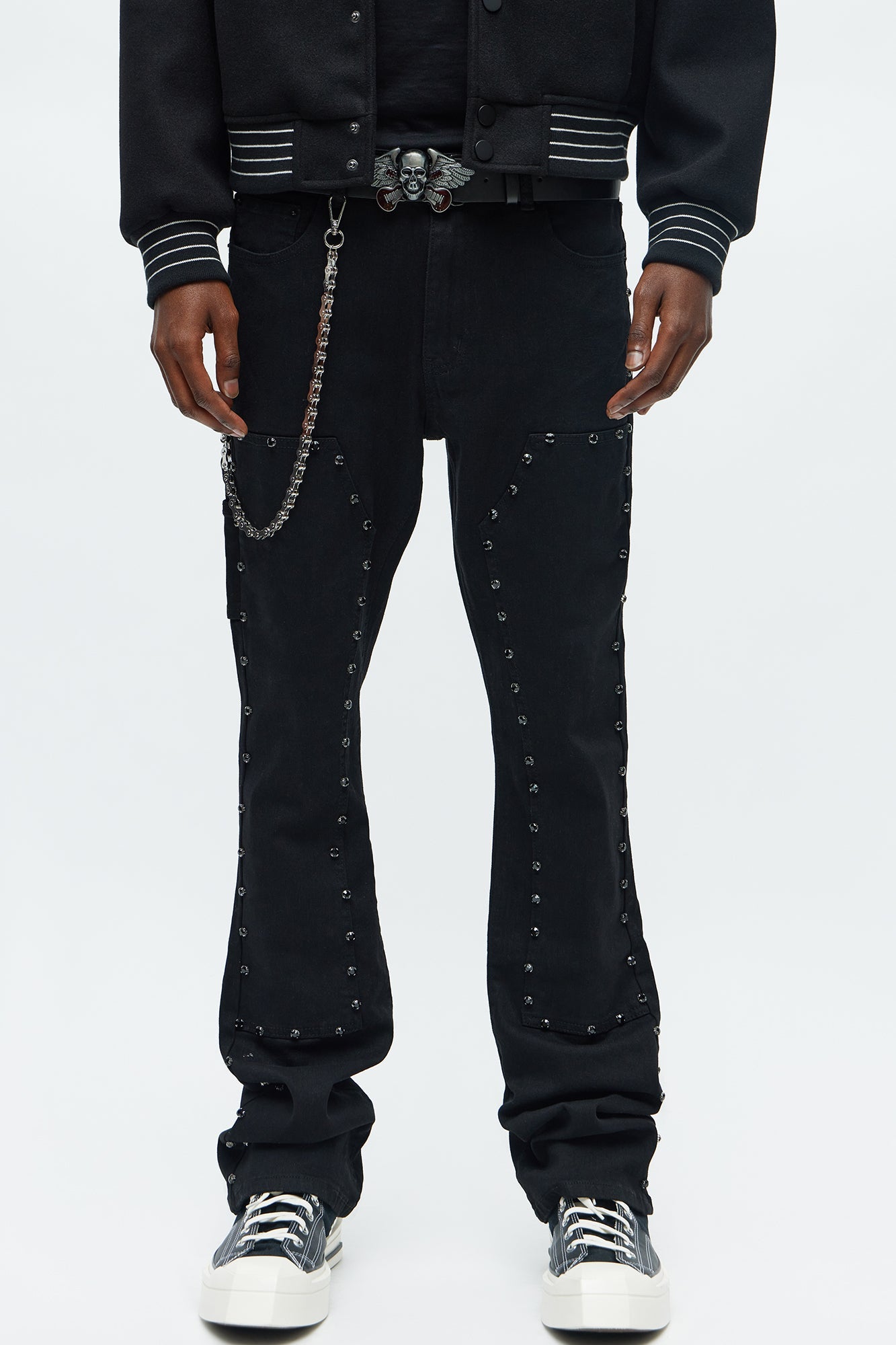 Stacked Skinny Flare No Apologies Studded Jean - Black