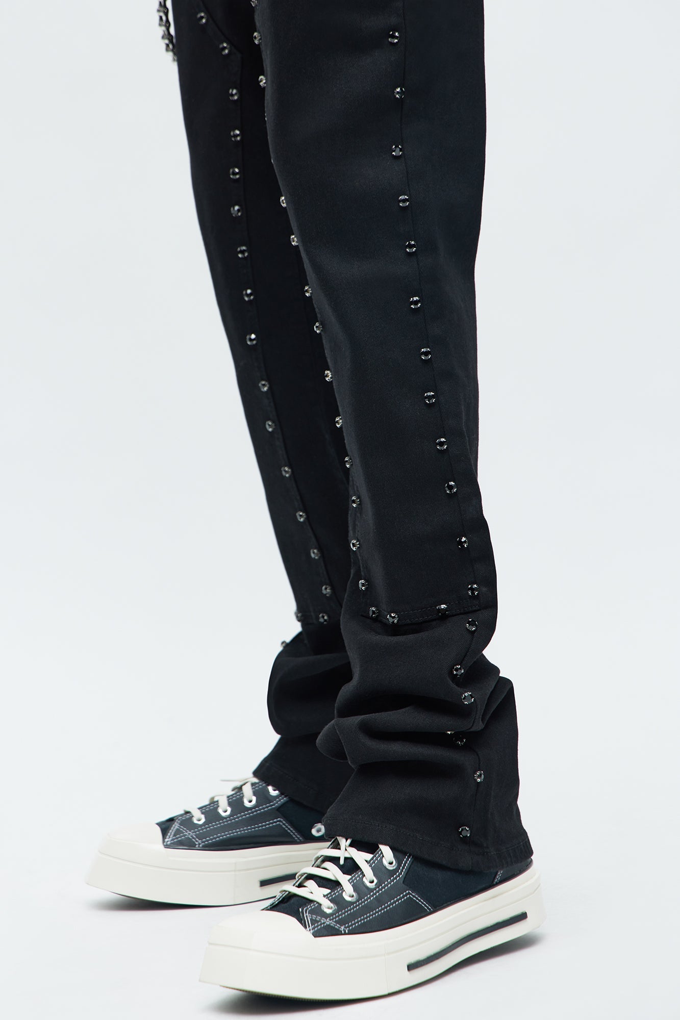 Stacked Skinny Flare No Apologies Studded Jean - Black