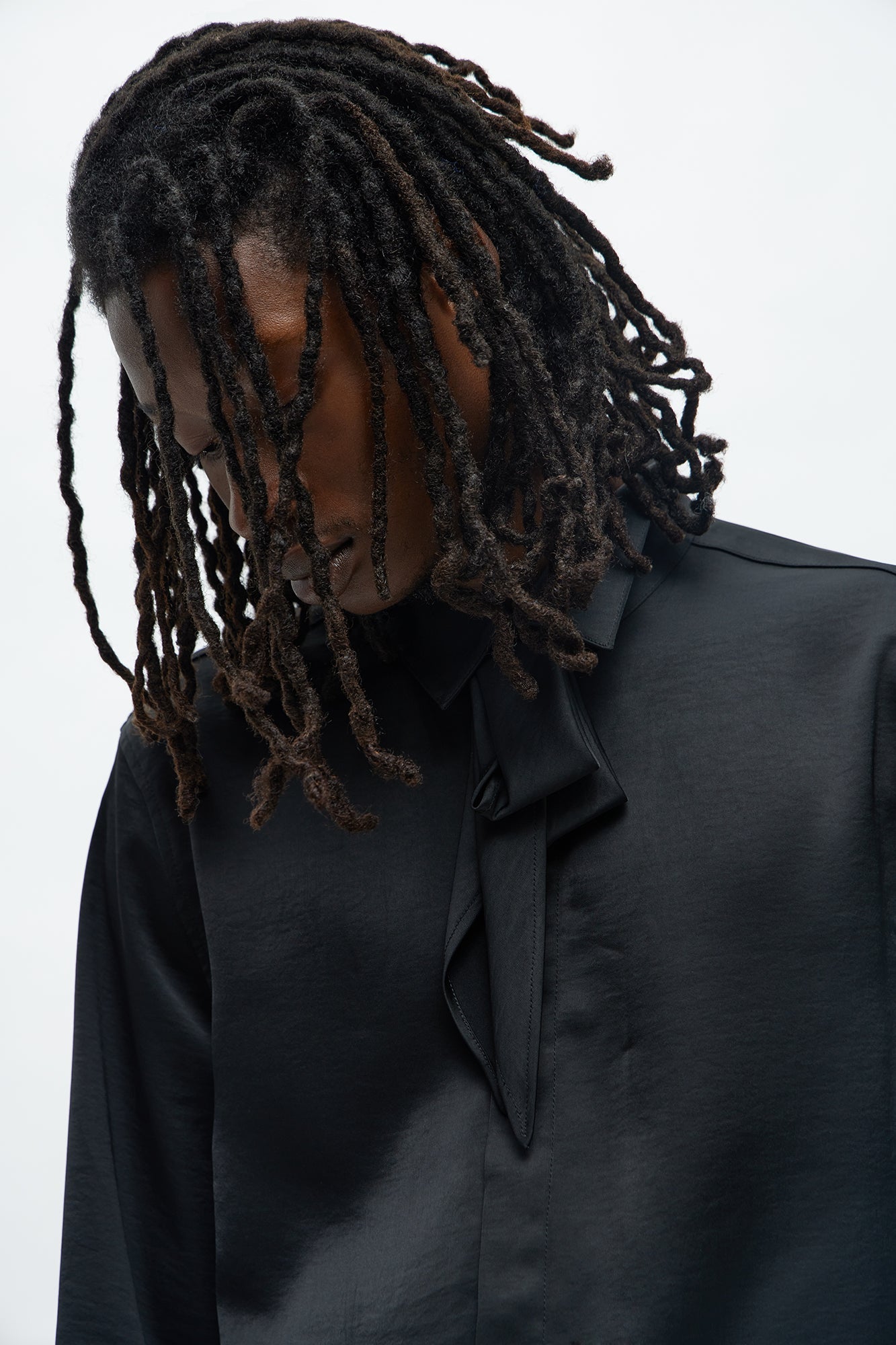 Vox Tie Collar Button Up Shirt - Black