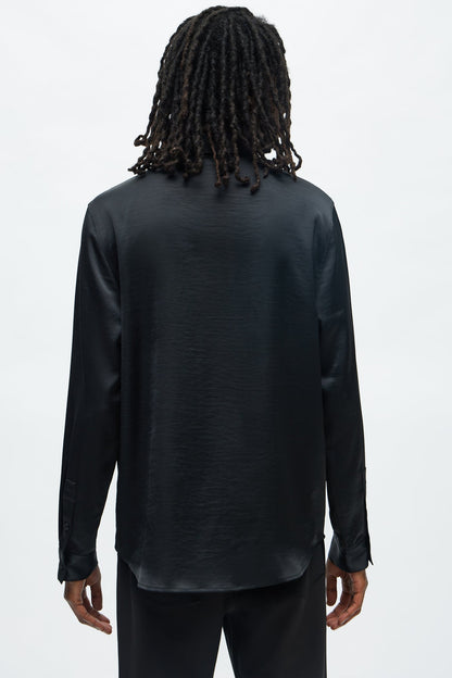 Vox Tie Collar Button Up Shirt - Black