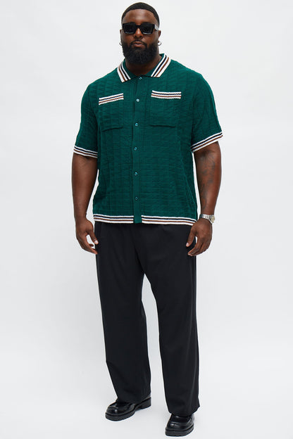 Preppy Life Short Sleeve Button Up - Green