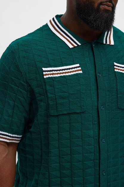 Preppy Life Short Sleeve Button Up - Green