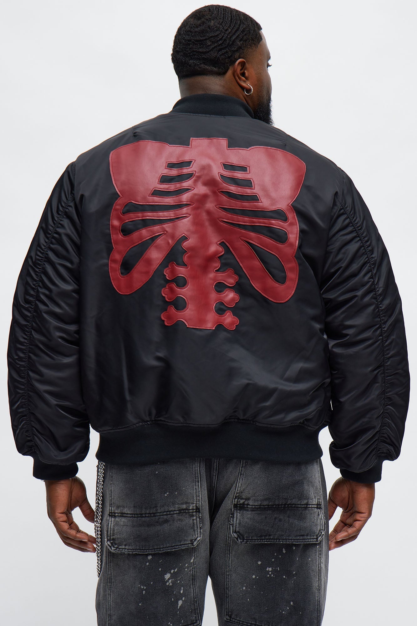 Oversized Slip Into Darkness Bomber Jacket - Black/Red