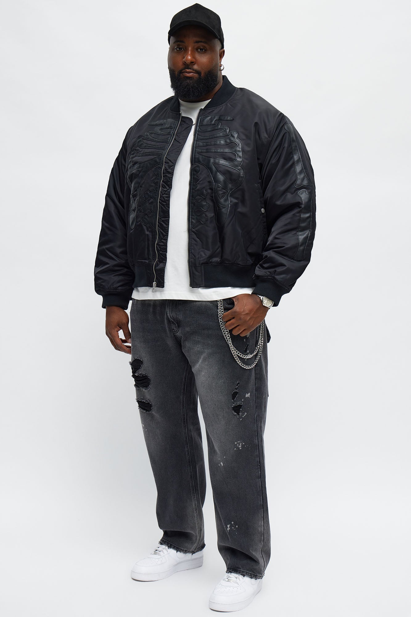 Oversized Slip Into Darkness Bomber Jacket - Black