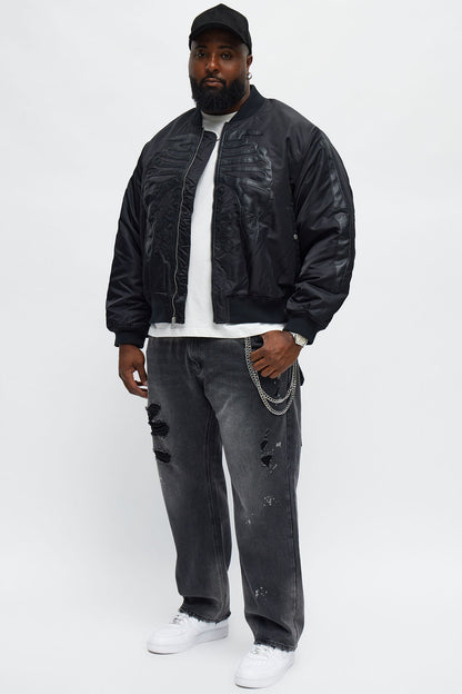 Oversized Slip Into Darkness Bomber Jacket - Black