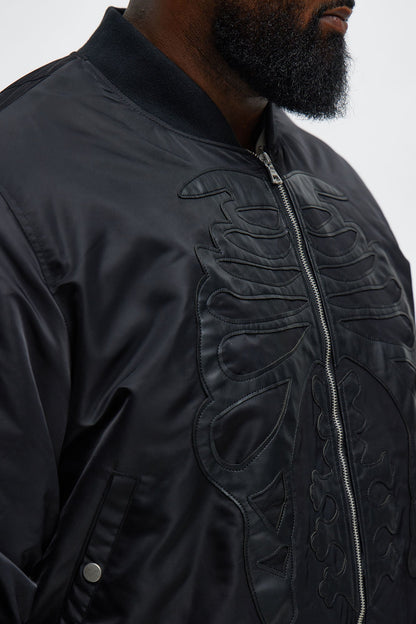 Oversized Slip Into Darkness Bomber Jacket - Black