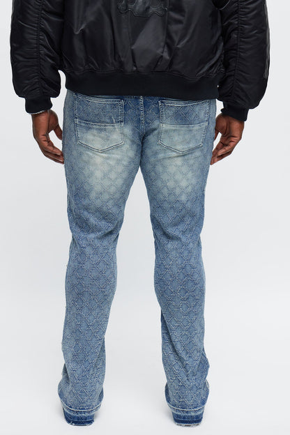 Stacked Slim Flare We WIldin In Bling Jean - Light Wash