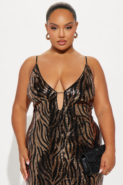 Still Falling Sequin Gown - Black/combo