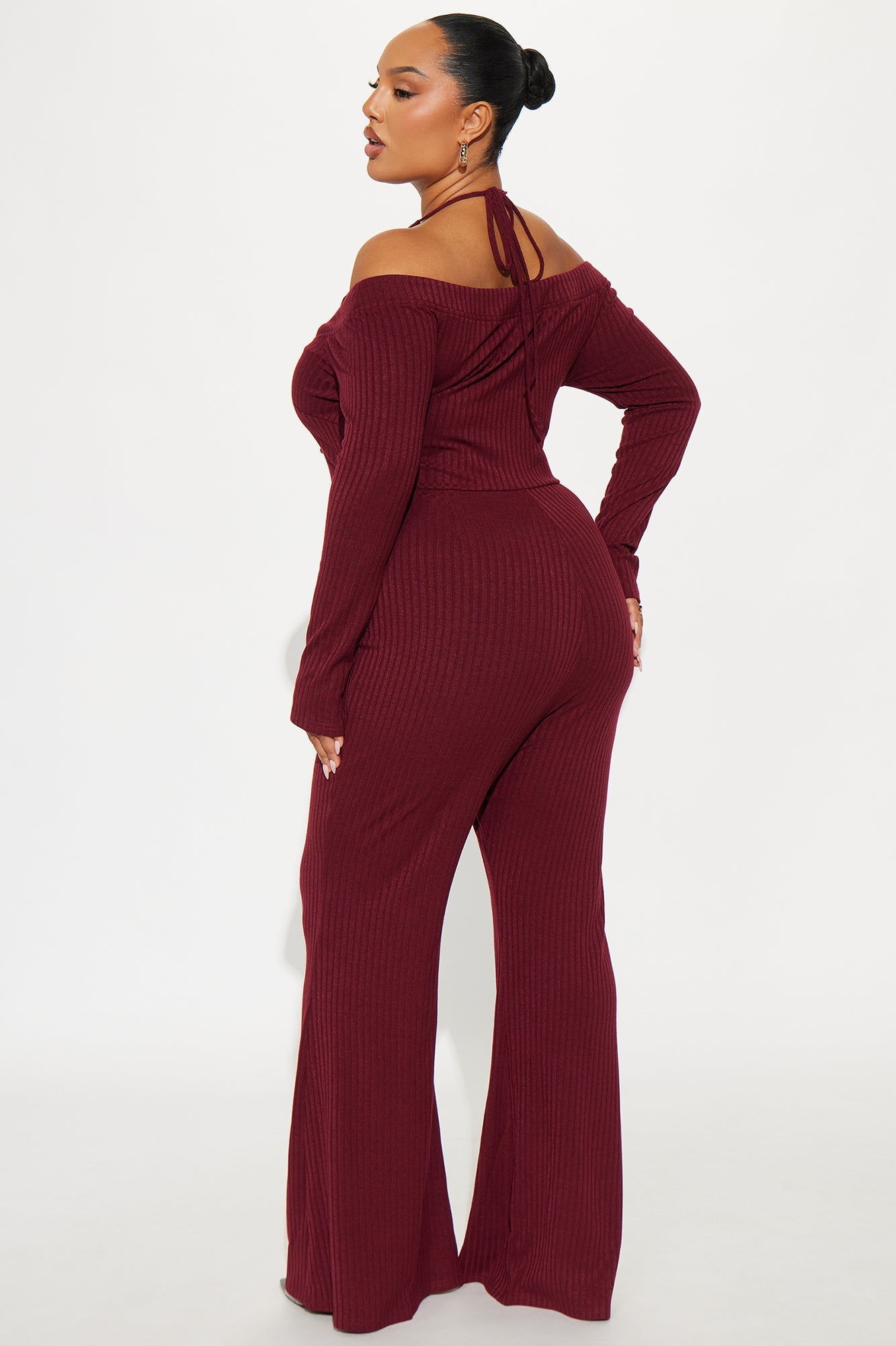 Tilly Ribbed Lace Trim Jumpsuit - Plum