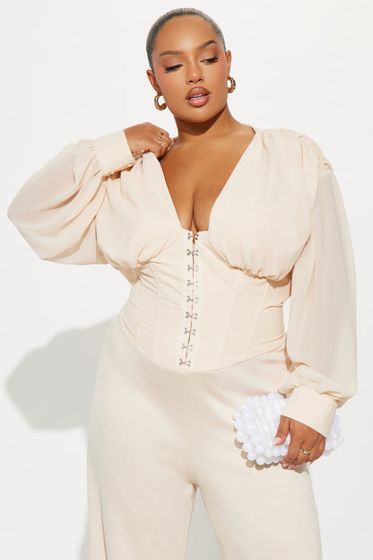 Wanderer Chiffon Wide Leg Jumpsuit - Cream