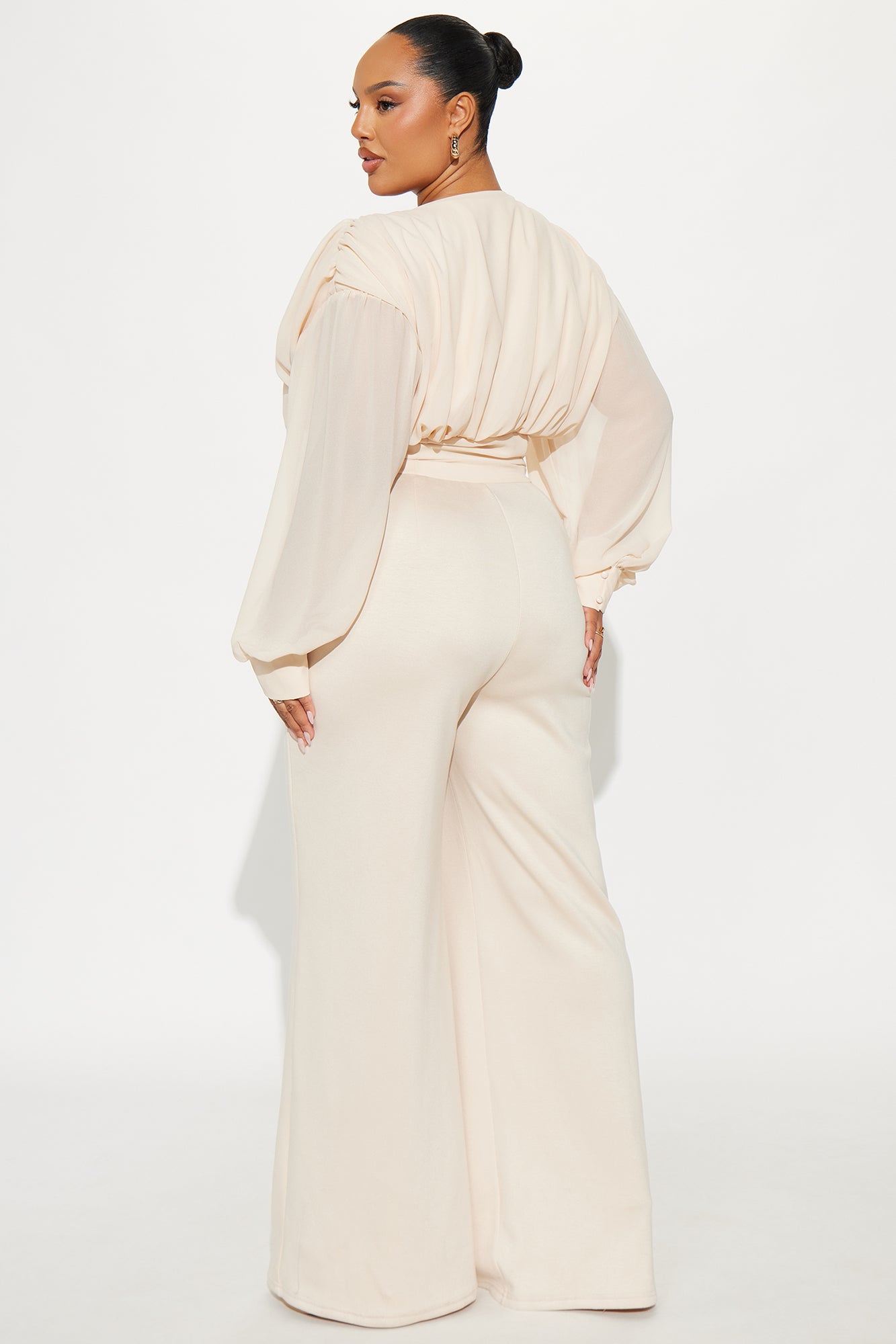 Wanderer Chiffon Wide Leg Jumpsuit - Cream