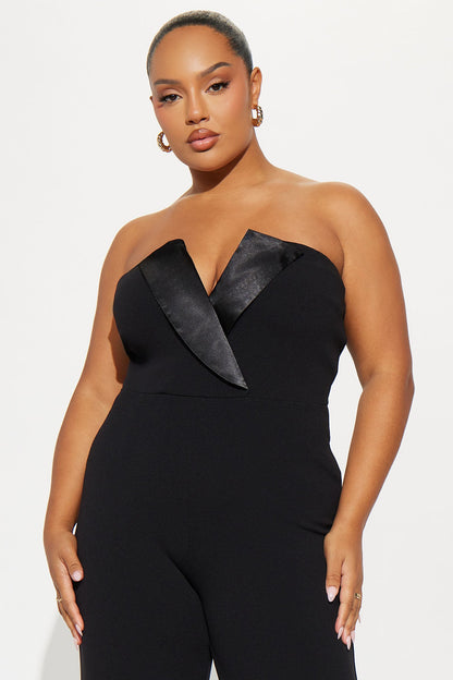 Miranda Straight Leg Strapless Jumpsuit - Black