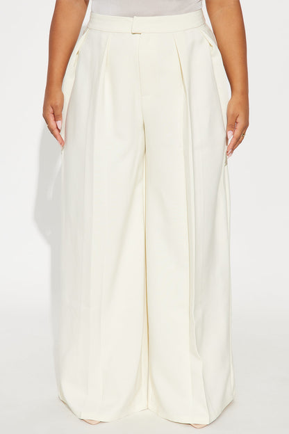Luxe Living Pleated Trouser Pant 32″ - Ivory