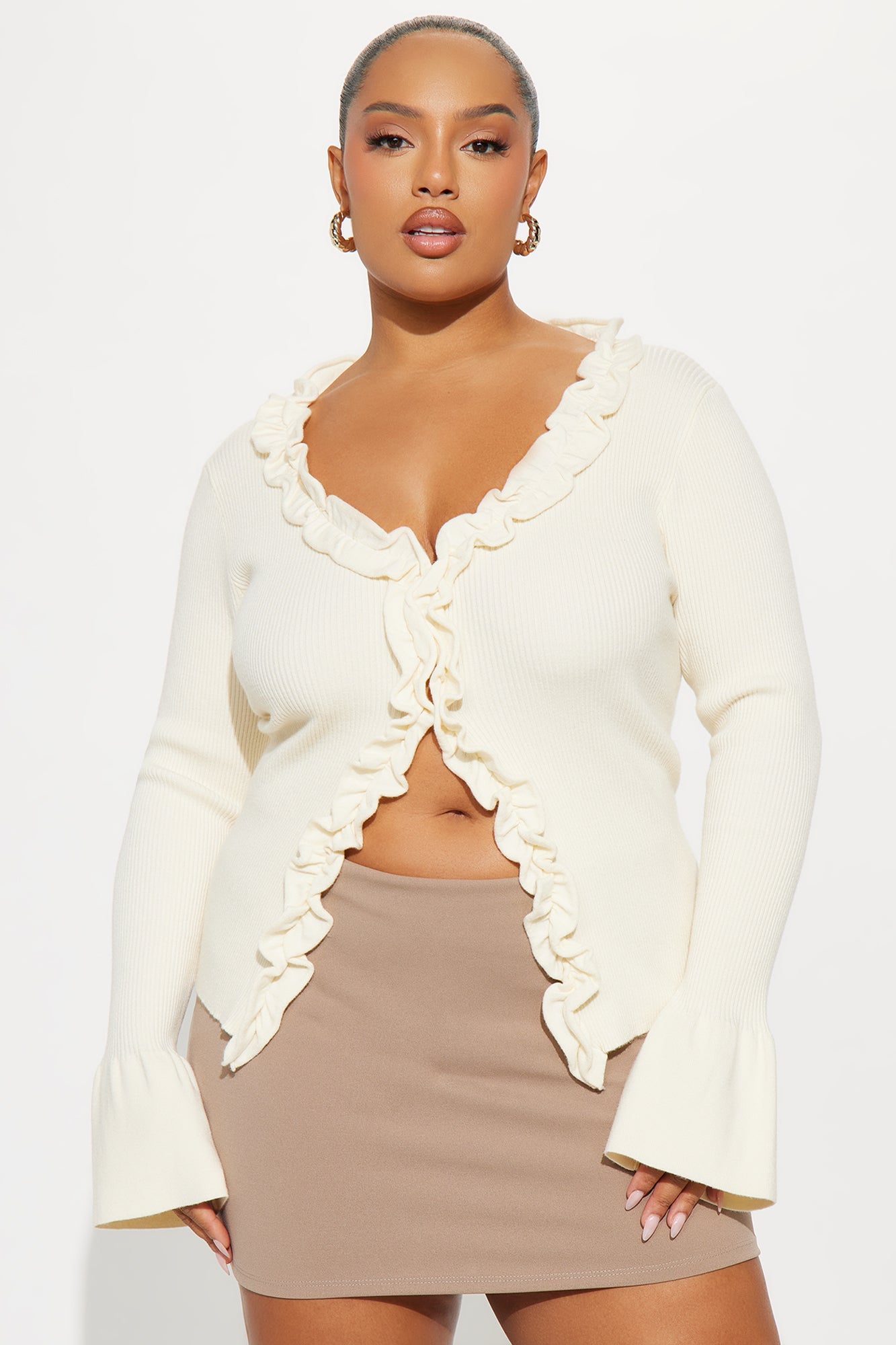 Sweet But Spicy Ruffle Cardigan - Cream