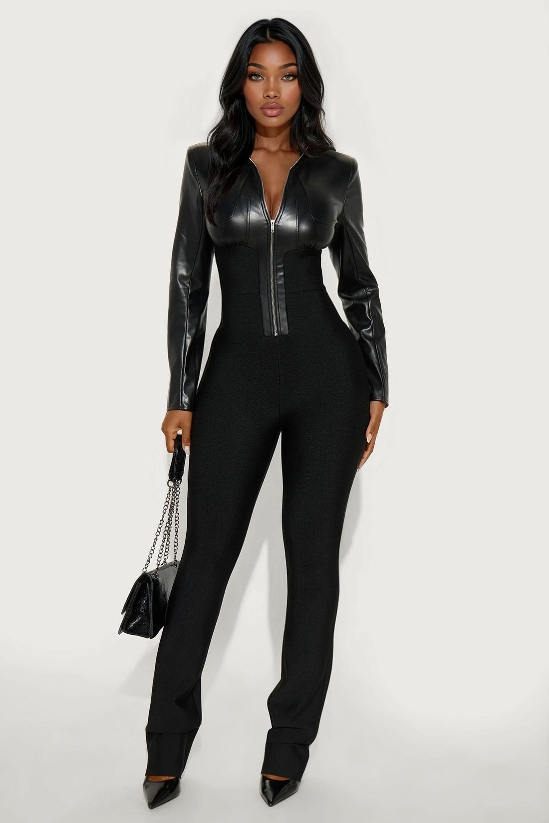 On The Move Bandage Jumpsuit - Black