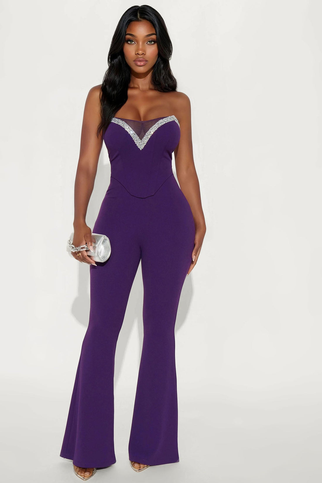 Baddie Alert Corset Jumpsuit - Purple