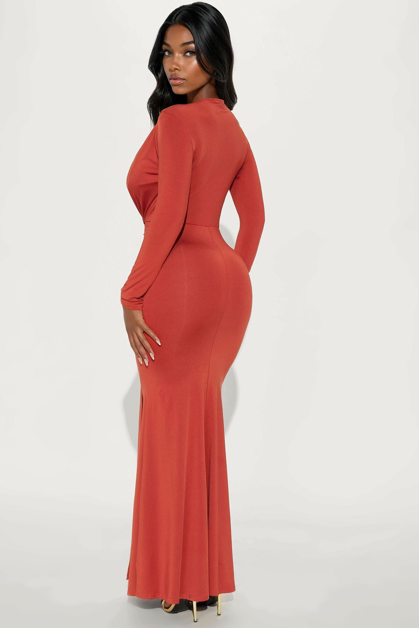 Major Obsession Draped Maxi Dress - Rust