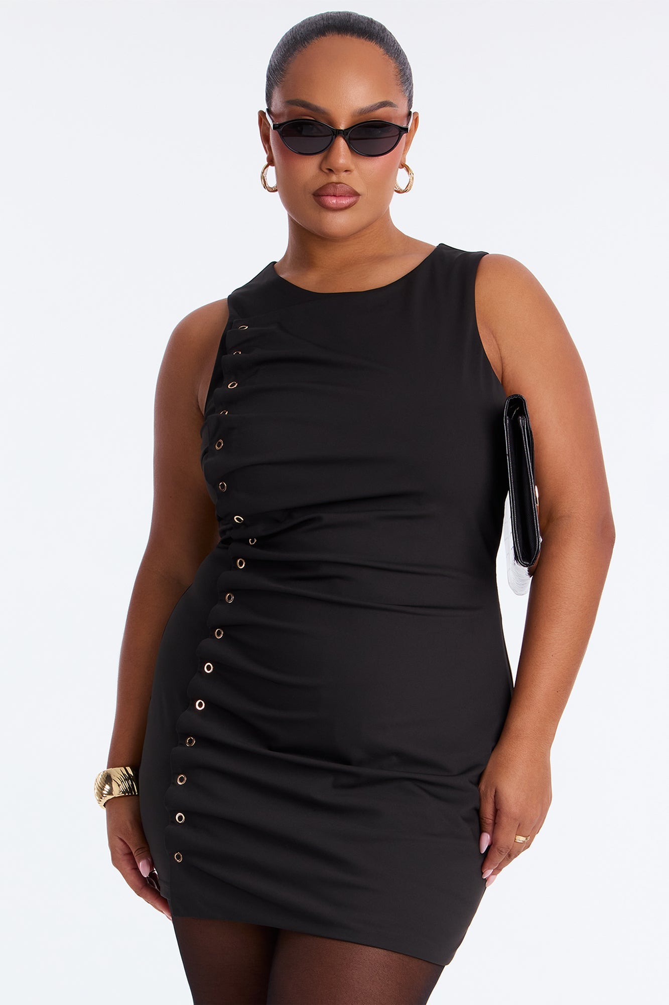 Brenna Ruched Mini Dress - Black