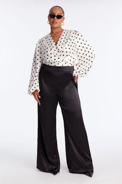 Gabi Satin Polka Dot Jumpsuit - White/Black