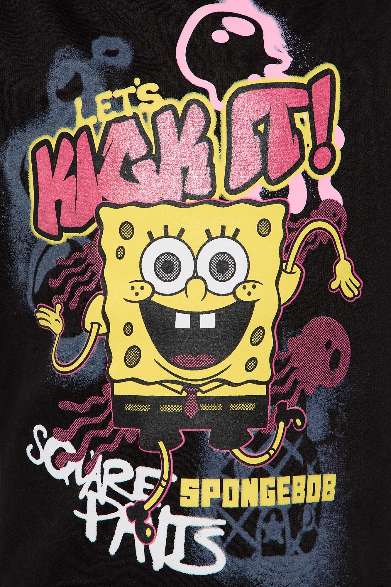 Mini Spongebob And Gary Graphic Hoodie - Black