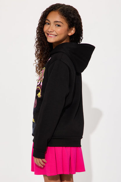 Mini Spongebob And Gary Graphic Hoodie - Black