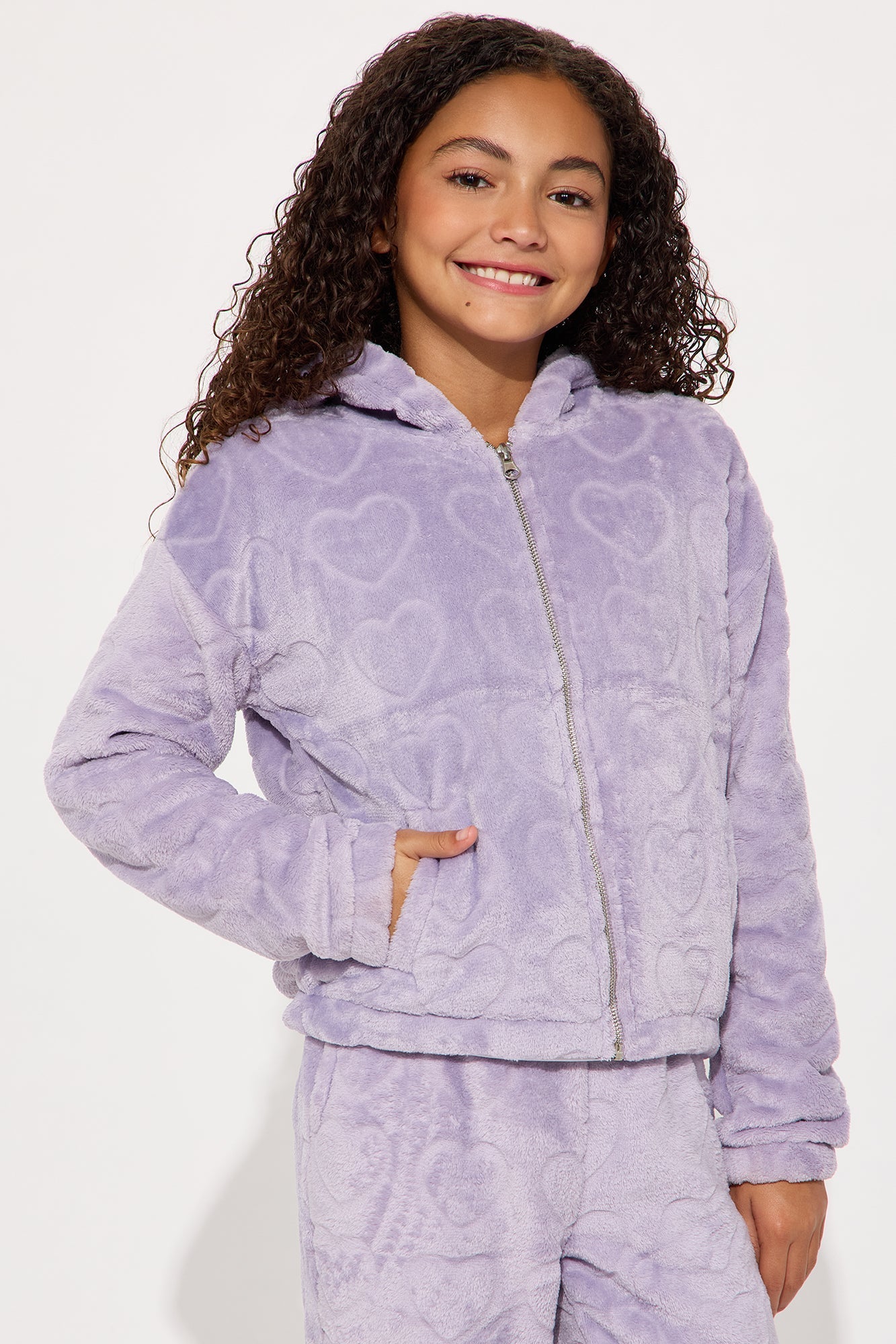 Mini Happy Hearts Wide Leg Pant Set - Purple