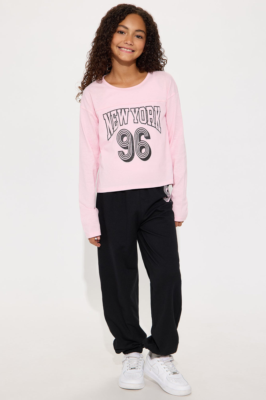 Mini Find Me In New York Jogger Pant Set - Pink/combo