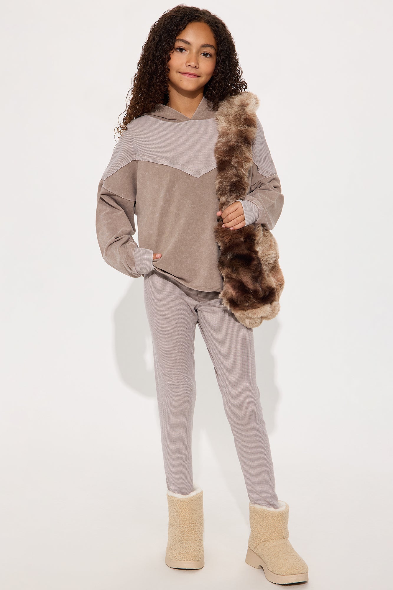 Mini Yazmine Vintage Wash Legging Set - Taupe