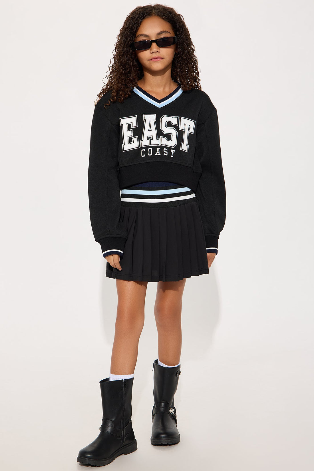 Mini Coast To Coast Pleated Skort Set - Black
