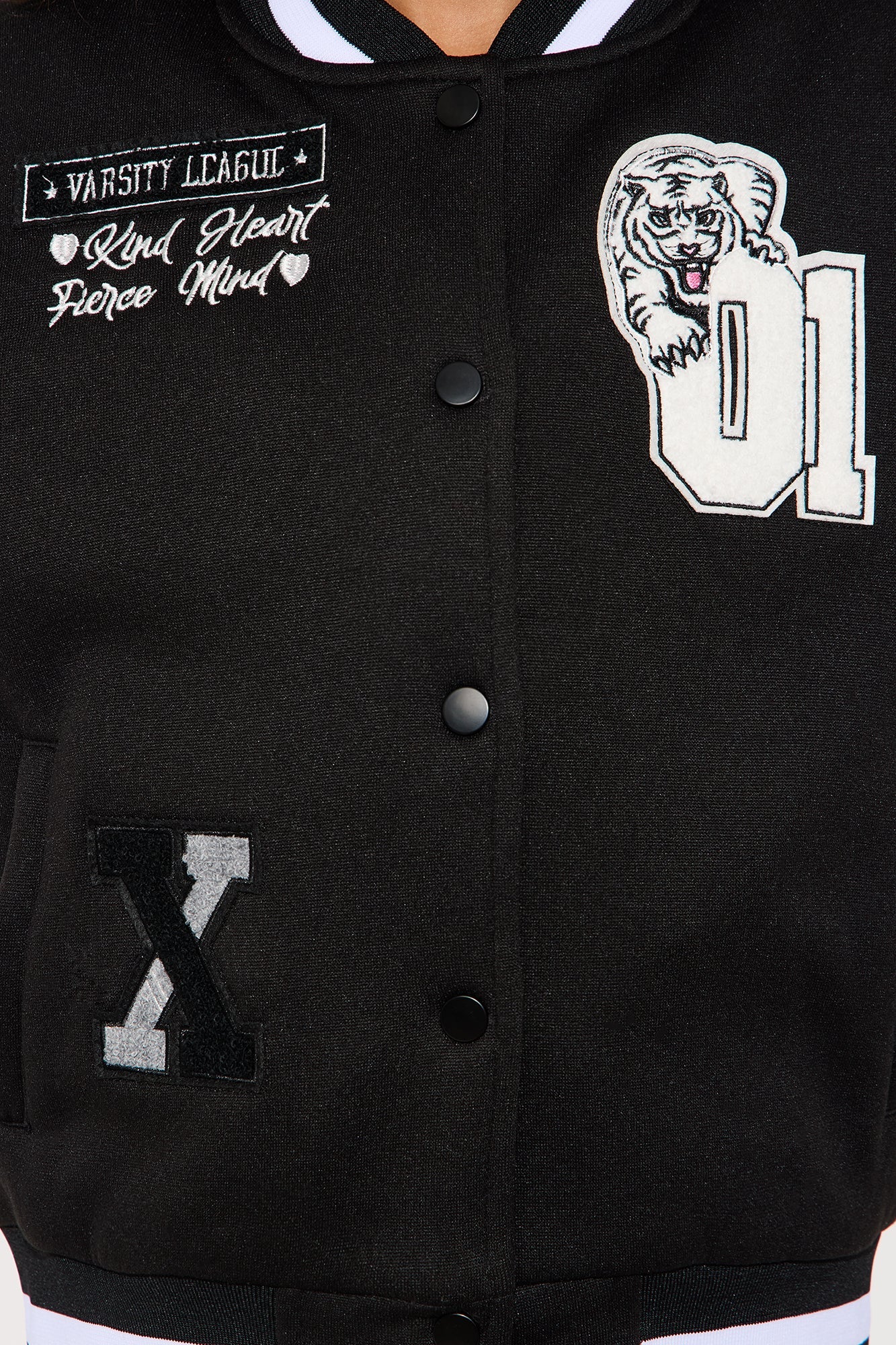 Mini Work Hard Play Hard Varsity Jacket - Black