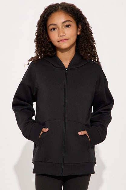 Mini Beckham Zip Up Fleece Pant Set - Black