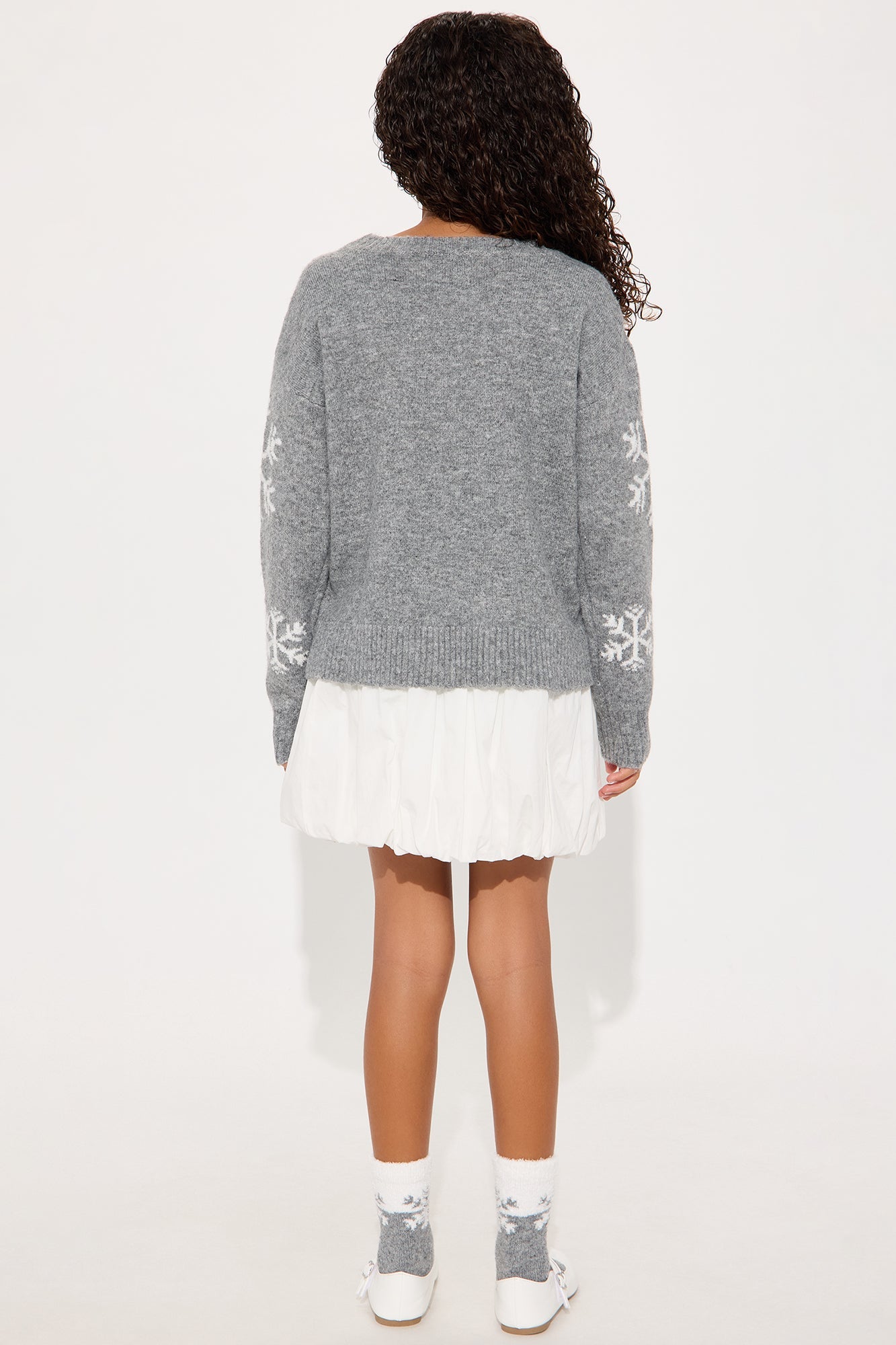 Mini Snowy Feels Fair Isle Socks And Sweater Set - Grey/combo